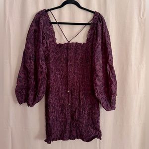 Free People smocking mini puff sleeve dress